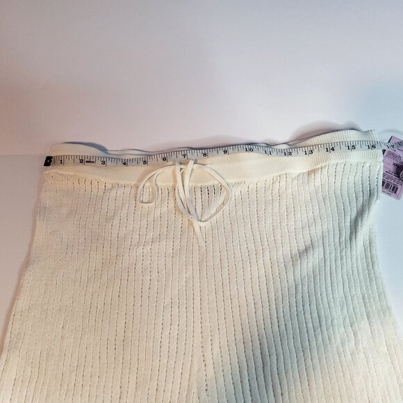 Wide-Leg Ribbed Knit Ivory Lounge Pants Siz XXL With Drawstring Waist Wild Fable - Picture 4 of 7